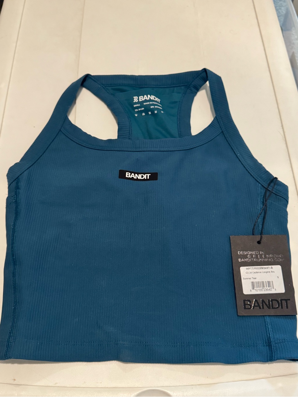 Bandit Running Built In Bra Teal Race Top Women’s Small Nwt — image 5 of 8